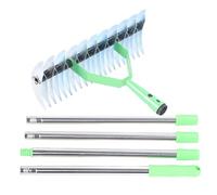 DOUQIFEI Râteau à paille, tête de noeud de pelouse en acier inoxydable, détartrant de jardin, avec poignée en métal, librement réglable, pour nettoyer les feuilles d'herbe morte et la terre en vrac