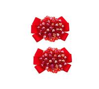 Douqu ruban gros-grain avec nœud en mode à la main en perles cristal Chaussures Clips Charms Paire Noir Champagne Rouge Rose 7cm*5cm Rouge