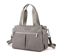 DOURR Hobo Sacs à main en toile pour femme, multi-compartiments, Nylon gris, Medium