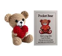 d'ours en crochet - de poche tricotée avec cœur - Jolie peluche faite à la main pour et les filles - Cadeau de câlin de poche pour anniversaire de la Saint-Valentin ou mignon