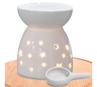 Dous Brûleurs D'huiles Essentielles en Céramique, Motif Étoile, Brûleurs D'arômes Blancs, Chauffe-Cire Assorti, Porte-tartes D'aromathérapie, Diffuseur Bougie, Décoration La aison