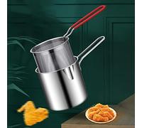 Dous Friteuse Marmite en Acier Inoxydable, Petite Friteuse À Économie D'Style Japonais avec Passoire, Écumoire À Filtre À Huile ProfonPour Faire Frire Les Cuisses Poulet, Frites