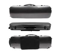 DouscsChart Étui rigide en fibre de carbone noir pour violon 4/4 avec verrou, rembourrage épais, forte résistance à la compression, bretelles rembourrées, tour de cou, compartiment colophane 19 kg