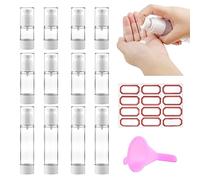 DOUSELLA 12 PCS Bouteille Flacon Vide 15ml 30ml 50ml Flacon Pompe Airless Flacon Voyage Avion Spray Flacon Pulvérisateur Vide Flacon Spray Vide avec Entonnoir et Etiquettes pour Tonique Lotion Crème