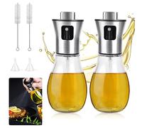 DOUSELLA 2 PCS Bouteille d'Huile en Spray Pulvérisateur d'Huile d'Olive Spray Huile Cuisine Flacon Pulvérisateur d'Huile en Verre Vaporisateur Huile Cuisine avec Pinceau et Entonnoir pour Vinaigre Vin