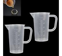 DOUSELLA 2 PCS Gobelets Doseurs Transparents Verre Mesureur Plastique avec Poignée Verre Doseur Cuisine Godet Gradué Peinture pour Laboratoires Restaurant (100ml)