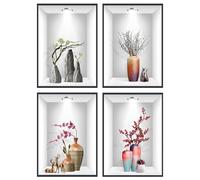 DOUSELLA 2 Pièces Stickers Muraux Vase 3d Sticker Muraux 3d Plante Autocollant Muraux Plante pour Vase Amovibles pour Salon Cuisine Chambre Maison, 30 * 80cm