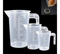 DOUSELLA 3 PCS Gobelets Doseurs Transparents Verre Mesureur Plastique avec Poignée Verre Doseur Cuisine Godet Gradué Peinture pour Laboratoires Restaurant (50ml 100ml 250ml)