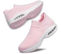 DOUSSPRT Chaussures de Marche décontractées pour Femme - Baskets Confortables à Enfiler avec Coussin d'air, Rose, 8.5 US