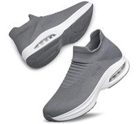 DOUSSPRT Womens Walking Shoes Sock Casual Ladies Fashion Sneakers Comfortable Slip on Air Cushion Platform Darkgrey 8