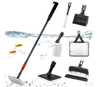 D'outil De Nettoyage D'aquarium Kit: 6 En 1 Nettoyage Aquarium Kit, D'outils De Nettoyages Pour Aquarium Avec Manche Télescopique, Grattoir, Filet De Pêche, Brosse De Nettoyages, Râteau De Sable