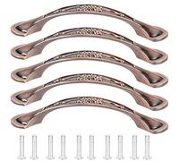 DouWen MO 10 Sets Cabinet Pull Handles, Zinc Alloy Drawer Pulls with 3D Flower Design, Heavy Duty Cabinet Hardware for Kitchen Office Cupboard Doors, Includes 20 Screws