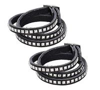 DouWen MO Bracelet à rivets réglable 2 pièces, bracelet en cuir multicouche, bracelets élégants faits à la main avec un design de boucle unique, décoration à la mode pour les fêtes et les