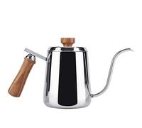 DouWen MO Cafetière à col de cygne en acier inoxydable 304 avec manche en bois, bouilloire à café par gravité pour l’infusion par versement, versement précis grâce à un bec long, options de (600 ml)