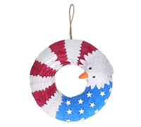 DouWen MO Couronne du 4 Juillet 25,4 cm, décoration de Porte d'entrée Patriotique, Magnifique Couronne de Drapeau, Motif Aigle, Couronne du Jour de l'indépendance, Couronne en Plastique