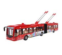 DouWen MO Electronic City Bus Toy for Kids, Educational Inertia Vehicle with Lights and Sounds, Push and Go Traffic Model Car with Opening Door and Rotating Pole for Children Under 14