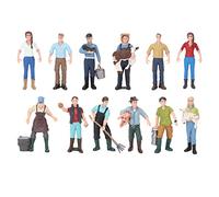 DouWen MO Ensemble de modèles de Personnages de Ferme de Simulation, 12 Figurines d'agriculteurs avec Animaux, Jouets Miniatures en Plastique PVC pour Enfants, Ouvrier agricole détaillé