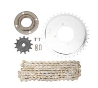 DouWen MO Kit de chaîne de pignon 410, Ensemble de pignons d'entraînement pour Scooters, vélos, VTT, engrenage 13T avec chaîne 114 maillons et Volant d'inertie, Ensemble combiné Polyvalent