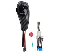 DouWen MO LED Gear Shift Knob Shifter Lever Head Retrofit Kit, Style F Series avec Bouton Start Stop et Indicateur LED, Poignée en Similicuir pour E60 E61 E46 LHD (Style fibre de carbone)