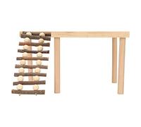 DouWen MO Plateforme d'escalade pour Hamster, Plate-Forme d'activité de Jeu en Bois pour Hamster, aménagement paysager à 2 Couches en Bois Naturel avec échelle rotative, Robuste et Durable