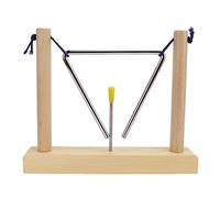 DouWen MO Triangle de Percussion à Main avec percuteur, Instrument de Musique pour Enfants et Adultes, Instrument Triangulaire avec Cadre en pin pour Jeu de Performance, Triangle de Musique