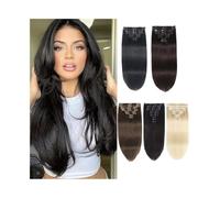 Doux 10-26 pouces Extensions de cheveux humains à clipser 120 g 8 pièces brésiliens Remy clips double trame raides avec 18 Long(Bleach Blonde,14inches)