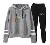 Doux Amour Cœur Tenue de Sport Femmes 2-Pièces Cœur 3D Impression Hoodie Joggers Set Décontracté Tenue de Sport