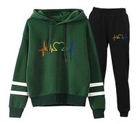 Doux Amour Cœur Tenue de Sport Femmes 2-Pièces Cœur 3D Impression Hoodie Joggers Set Décontracté Tenue de Sport