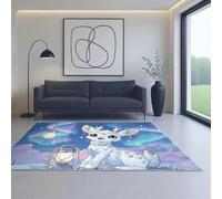 Doux Anti-Derapant Lavable Poils Courts Tapis Blanc Violet Animaux Aurore Ampoules 60_x_110_cm Convient aux Chambres, dortoirs, Salons et décoration intérieure.