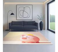 Doux Anti-Derapant Lavable Poils Courts Tapis Rose Jaune Animaux Tirelire Cartoon 80_x_150_cm Convient aux Chambres, dortoirs, Salons et décoration intérieure.