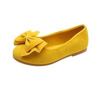 Doux bébé Filles Princesse Danse Enfants Enfant Solide Chaussures étudiant nœud Unique bébé Chaussures (Yellow, 25 Toddler)