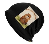 Doux Casquette Coupe-Vent 2025 Jour De La Marmotte Joyeux Jour De La Marmotte2 Bonnet De Nuit Moderne Capuche Tricotée pour Adultes, Cyclisme, Le Sport
