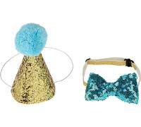 Doux chat de compagnie chiens anniversaire bowknot fête chapeau chapeau bleu