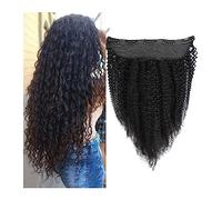 Doux Clip dans les extensions de cheveux humains 18 pouces Noir Extensions bouclés One Piece 5 Clips ondulés noirs brésiliens naturels Ins Long(22inch 100g)