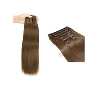 Doux Clip dans les extensions de cheveux vrais humains #6 châtain brun 120G 8 pièces Double trame épaisse soyeuse pince droite Extensions Remy Long(18inches)