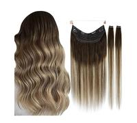 Doux Clip dans les extensions de cheveux vrais humains, naturels doux faits à la main for femmes, clip longs et raides l'extension Long(4-6-613,18 inches)