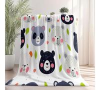 Doux Confortable Plaid Couverture Blanc - Durable Chaude Couverture polaire en flanelle avec Dessin Animé Ours Koala Motif, 127 x 152 cm Légère Couvertures pour Canapé Sofa Chaise À Repos Et Sieste