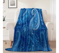 Doux Confortable Plaid Couverture Bleu - Durable Chaude Couverture polaire en flanelle avec Motifs Traditionnels Et Tribaux Motif, 200 x 220 cm Légère Couvertures pour Canapé Sofa Chaise À Repos