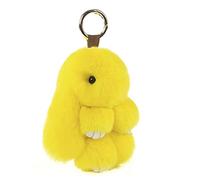 Doux Et Moelleux Lapin Porte-Clés Mignon En Peluche - Décoration En Fausse Fourrure Avec Pompon (Jaune, 13 cm)