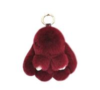 Doux Et Moelleux Lapin Porte-Clés Mignon En Peluche - Décoration En Fausse Fourrure Avec Pompon (Vin, 18 cm)