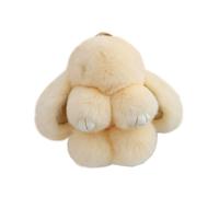 Doux Et Moelleux Lapin Porte - Clés Mignon En Peluche Lapin Porte - Cclés En Peluche Lapin Porte - Clés En Fausse Fourrure Porte - Clés Pompon Porte - Clés Décoration (Beige (18 cm))