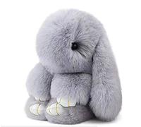 Doux Et Moelleux Lapin Porte - Clés Mignon En Peluche Lapin Porte - Cclés En Peluche Lapin Porte - Clés En Fausse Fourrure Porte - Clés Pompon Porte - Clés Décoration (Gris clair (18 cm))