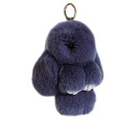 Doux Et Moelleux Lapin Porte-Clés Mignon En Peluche - Pompon En Fausse Fourrure Décoration (Gris Foncé, 13 cm)