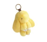 Doux Et Moelleux Lapin Porte-Clés Mignon En Peluche - Pompon En Fausse Fourrure Décoration (Jaune, 18 cm)