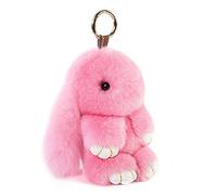 Doux Et Moelleux Lapin Porte-Clés Mignon En Peluche - Pompon En Fausse Fourrure Décoration (Rose, 13 cm)