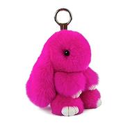 Doux Et Moelleux Lapin Porte-Clés Mignon En Peluche - Pompon En Fausse Fourrure Décoration (Roses, 13 cm)
