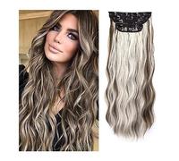 Doux Extensions de Cheveux, 4PCS Clip dans les Bouclés Ondulés Épais Pleine Tête Synthétiques Longs Naturels Noir Postiches for Femmes Filles 20 pouces Long(11 Clips 8BH60)