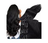 Doux Extensions de cheveux humains à clipser sans couture, lisses, 120 g/lot Long(1 Jet Black,20inches)