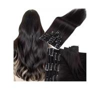 Doux Extensions de cheveux humains à clipser sans couture, lisses, 120 g/lot Long(1B Natural Black,26inches)