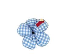 Doux fleur éponge gros intestin bandeau cheveux Plaid imprimé femme Simple rotule en caoutchouc(02 Blue)